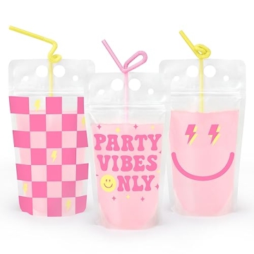 xo, Fetti Preppy Party Birthday Drink Pouches - 15 count | Cute Birthday Party Cups, Smiley Party De...