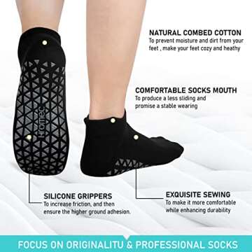 Non Slip Yoga Socks with Grips for Pilates, Ballet, Barre, Barefoot,Bikram,Hospital Anti Skid Socks ...