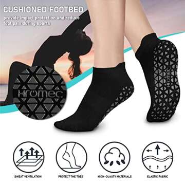 Non Slip Yoga Socks with Grips for Pilates, Ballet, Barre, Barefoot,Bikram,Hospital Anti Skid Socks for Women and Men