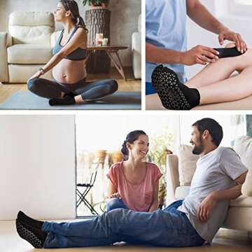 Non Slip Yoga Socks with Grips for Pilates, Ballet, Barre, Barefoot,Bikram,Hospital Anti Skid Socks for Women and Men