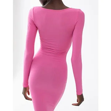 PUMIEY Elegant Long Sleeve Bodycon Dress for Women