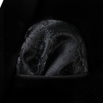 Black Woven Tie and Pocket Square Set for Men