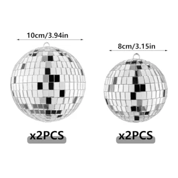4 PCS Reflective Disco Ball Decorations for Parties