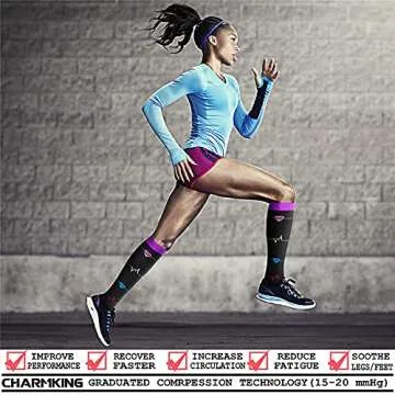 CHARMKING Compression Socks for All - 6 Pairs for Ultimate Support