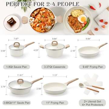EWFEN 14-Piece Induction Nonstick Cooking Set, Safe & Versatile
