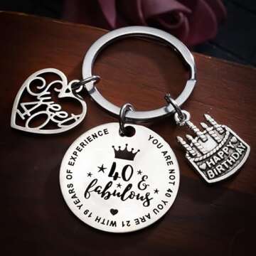 Xiyantiji 40th Birthday Keychain Birthday Gifts for Women Girls Happy 40th Birthday Gifts for Mom Sister Sweet 40 Year Old Gifts - 40 and Fabulous Gifts for Women