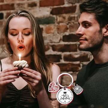 Xiyantiji 40th Birthday Keychain Birthday Gifts for Women Girls Happy 40th Birthday Gifts for Mom Sister Sweet 40 Year Old Gifts - 40 and Fabulous Gifts for Women