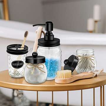 Orptrm Mason Jar Bathroom Accessories Set of 4, Stylish Decor and Storage Solutions