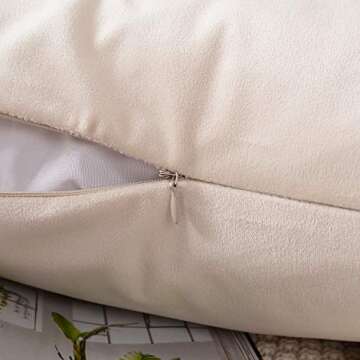 MERNETTE Pack of 2, Velvet Soft Decorative Square Throw Pillow Cover Cushion Covers Pillow case, Home Decor Decorations for Sofa Couch Bed Chair 18x18 Inch/45x45 cm (Cream)