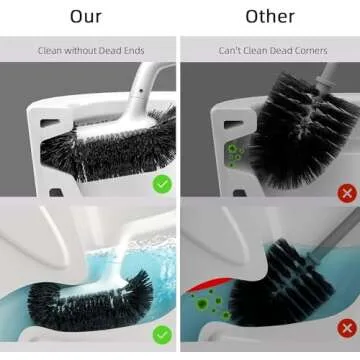 HAMITOR Toilet Bowl Brush Set for Deep Cleaning & Hygiene