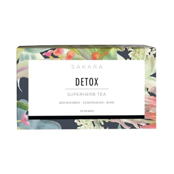 Sakara Detox Tea, 20 Bags - Herbal Tea with Rose Petals, Lemon Peel, Lemongrass, Orange Peel, & Rooi...