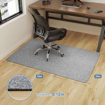 2 Pack Office Chair Mat for Hardwood Floor, 55"x35" Computer Chair Mat, Desk Chair Mat, Large Anti-Slip Floor Protector for Home Office Light Grey (Roll Packaging)