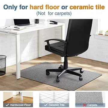 2 Pack Office Chair Mat for Hardwood Floor, 55"x35" Computer Chair Mat, Desk Chair Mat, Large Anti-Slip Floor Protector for Home Office Light Grey (Roll Packaging)