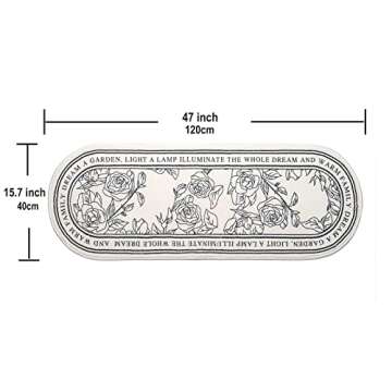 DECRAFTS Oval Bathroom Rugs for Bathtub and Shower Soft Bath Mats for Front Door for Toilet, Kitchen, Living Room, Washable (Black and White 15.7 x 47 inch)