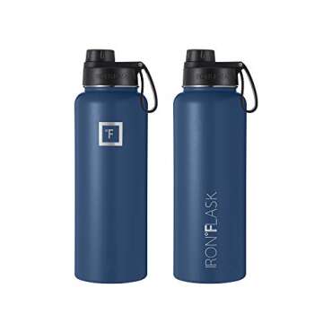 IRON °FLASK Sports Water Bottle - 1180 ml, 3 Lids (Spout Lid), Vacuum Insulated Stainless Steel, Double Walled, Thermo Mug, Metal Canteen