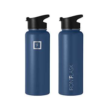 IRON °FLASK Sports Water Bottle - 1180 ml, 3 Lids (Spout Lid), Vacuum Insulated Stainless Steel, Double Walled, Thermo Mug, Metal Canteen