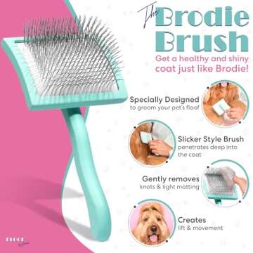 Floof by Brodie, Brodie Dog Brush - Slicker Brush for Dogs - Dog Brush for Shedding and Grooming - B...