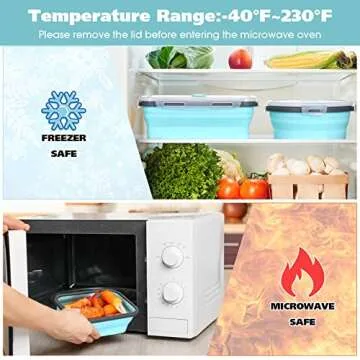 Collapsible Food Storage Containers - 8 Pieces Silicone Set
