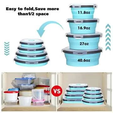 Collapsible Food Storage Containers - 8 Pieces Silicone Set