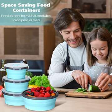 Collapsible Food Storage Containers - 8 Pieces Silicone Set