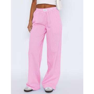 LOMON Womens Striped Wide Leg Boxers Pants Cotton Pajama Lounge Pj Casual Trousers Y2K Beach Bottoms...