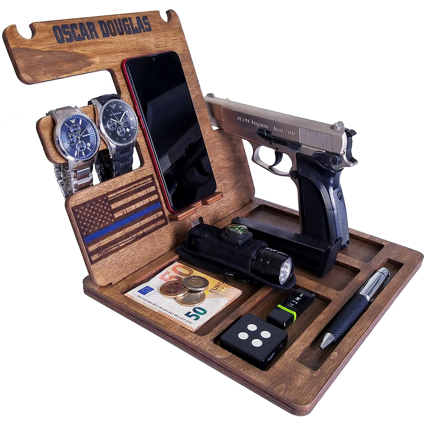 Personalized Wooden Police Officer Docking Station