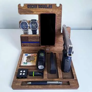 Personalized Wooden Police Officer Docking Station