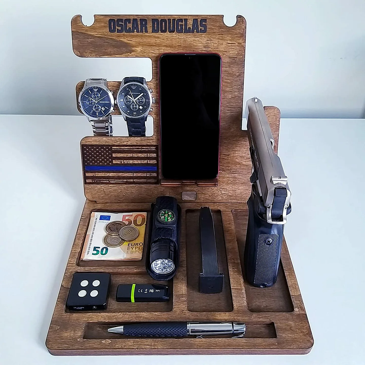 Personalized Wooden Police Officer Docking Station