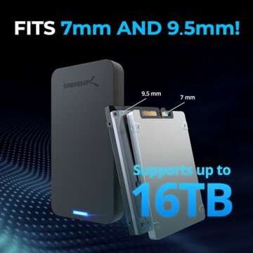 SABRENT 2.5 Inch SATA to USB 3.0 Tool Free External Hard Drive Enclosure [Optimized for SSD, Support UASP SATA III] Black (EC-UASP)