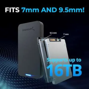 SABRENT 2.5 Inch SATA to USB 3.0 Tool Free External Hard Drive Enclosure [Optimized for SSD, Support UASP SATA III] Black (EC-UASP)