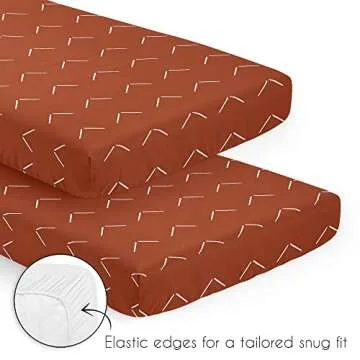 Sweet Jojo Designs Rust Orange Boho Arrow Boy Girl Baby Mini Crib Bedding Set Infant Nursery Room Newborn Blanket Portable Pack n Play Sheets Modern Bohemian Gender Neutral Shabby Chic Arrows 3pc