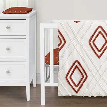 Sweet Jojo Designs Rust Orange Boho Arrow Boy Girl Baby Mini Crib Bedding Set Infant Nursery Room Newborn Blanket Portable Pack n Play Sheets Modern Bohemian Gender Neutral Shabby Chic Arrows 3pc