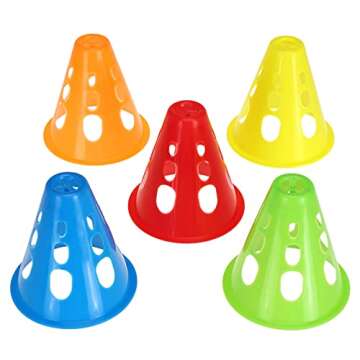 Jucoan 50 Pack 3 Inch Mini Sports Cones, Plastic Windproof Skate Cones with Hole, Bright Colors Spor...