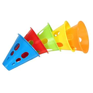 Jucoan 50 Pack 3 Inch Mini Sports Cones, Plastic Windproof Skate Cones with Hole, Bright Colors Sports Training Agility Marker Cones for Roller Skating Football Indoor Outdoor