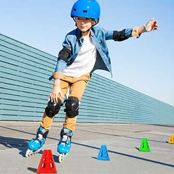 Jucoan 50 Pack 3 Inch Mini Sports Cones, Plastic Windproof Skate Cones with Hole, Bright Colors Sports Training Agility Marker Cones for Roller Skating Football Indoor Outdoor