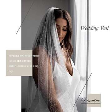 Unsutuo 1 Tier Glitter Bride Wedding Veil Fingertip Bachelorette Party Veil Sparking Bridal Veil for Women and Girls (Ivory)