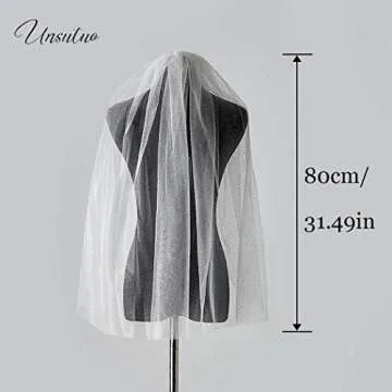 Unsutuo 1 Tier Glitter Bride Wedding Veil Fingertip Bachelorette Party Veil Sparking Bridal Veil for Women and Girls (Ivory)