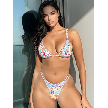 Stylish COZYEASE Micro Triangle Thong Bikini for Women