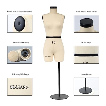 DE-LIANG Half Scale Dress Form Mini Mannequin for Sewing