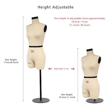 DE-LIANG Half Scale Dress Form Mini Mannequin for Sewing