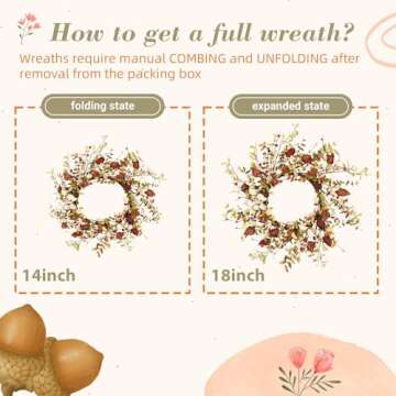 YNYLCHMX 18" Fall Wreath for Front Door Decor