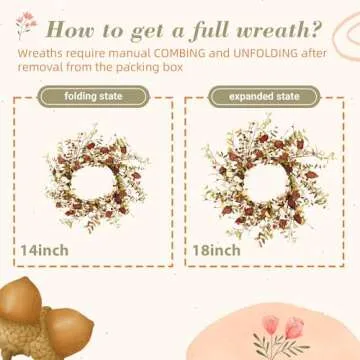 YNYLCHMX 18" Fall Wreath for Front Door Decor