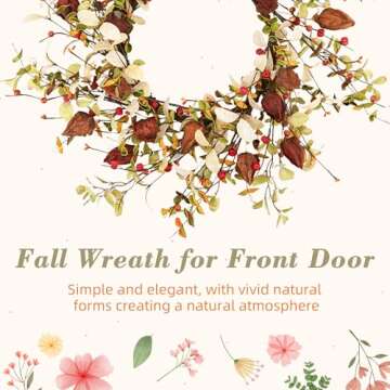 YNYLCHMX 18" Fall Wreath for Front Door Decor