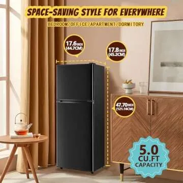 TACOOL 5.0 Cu.Ft Mini Fridge with Freezer - Ideal for Dorms and Offices