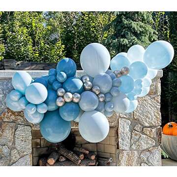 Dusty Blue Balloon Garland, Slate Blue Dusty Blue Pastel Blue Sand White Balloons Arch Kit for Boy Baby Shower Decorations Birthday Party Supplies