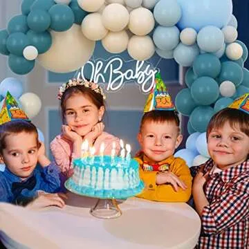 Dusty Blue Balloon Garland, Slate Blue Dusty Blue Pastel Blue Sand White Balloons Arch Kit for Boy Baby Shower Decorations Birthday Party Supplies