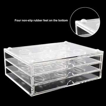 HighFree 18 Pairs Clear Acrylic Eyelashes Holder Case, 3 Layers Eyelash Drawer Display Box, Acrylic Lash Transparent Storage Case, Size 6.7x4.7x2.5inch/17x12x6.3cm