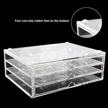 HighFree 18 Pairs Clear Acrylic Eyelashes Holder Case, 3 Layers Eyelash Drawer Display Box, Acrylic Lash Transparent Storage Case, Size 6.7x4.7x2.5inch/17x12x6.3cm