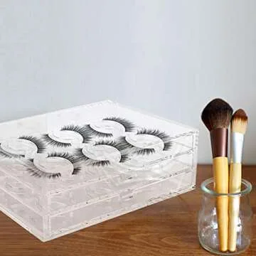 HighFree 18 Pairs Clear Acrylic Eyelashes Holder Case, 3 Layers Eyelash Drawer Display Box, Acrylic Lash Transparent Storage Case, Size 6.7x4.7x2.5inch/17x12x6.3cm