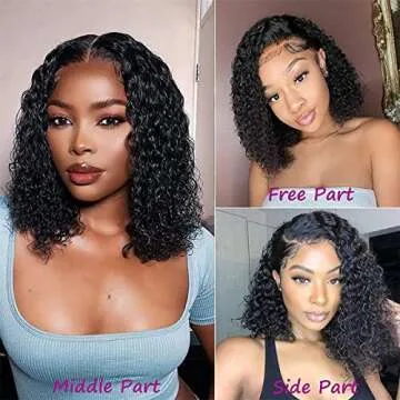 Tascal Bob Wig Human Hair 13x6 Deep Curly Lace Front Wigs Human Hair 180% Density Short Bob Human Hair Wig Pre Plucked with Baby Hair Glueless Hair Curly Wigs for Black Women(12 Inch)